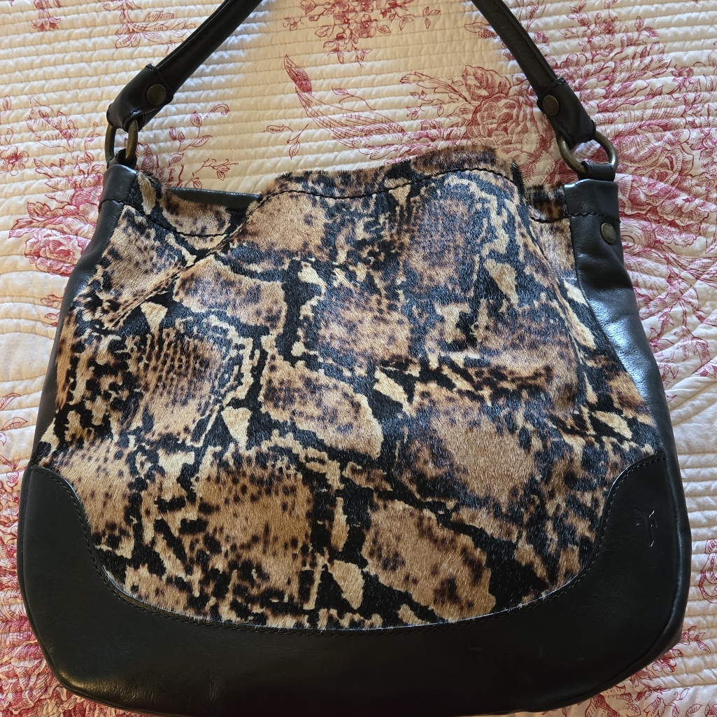 Frye Animal Print Brown And Black Melissa Hobo Bag
